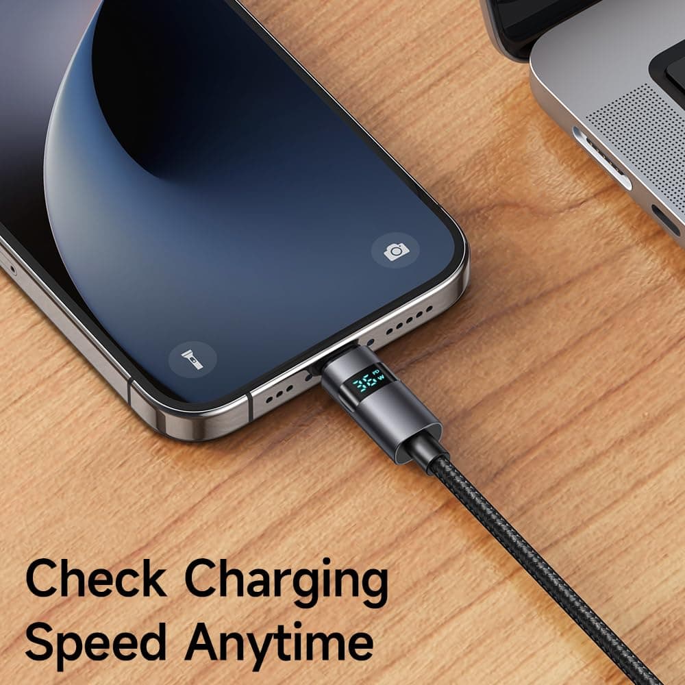 Mcdodo 36W USB-C to Lightning Cable 4ft with LED Display – Fast Charging Nylon Braided for iPhone, iPad & AirPods - Image 3