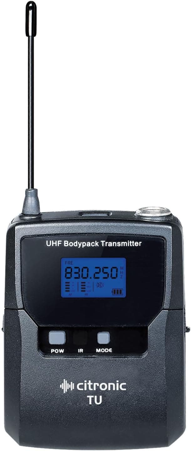 Citronic Single Wireless Microphone System Tuneable UHF License Frequencies Bodypack Transmitter Neckband Clip Microphones Fully Programmable - Image 3