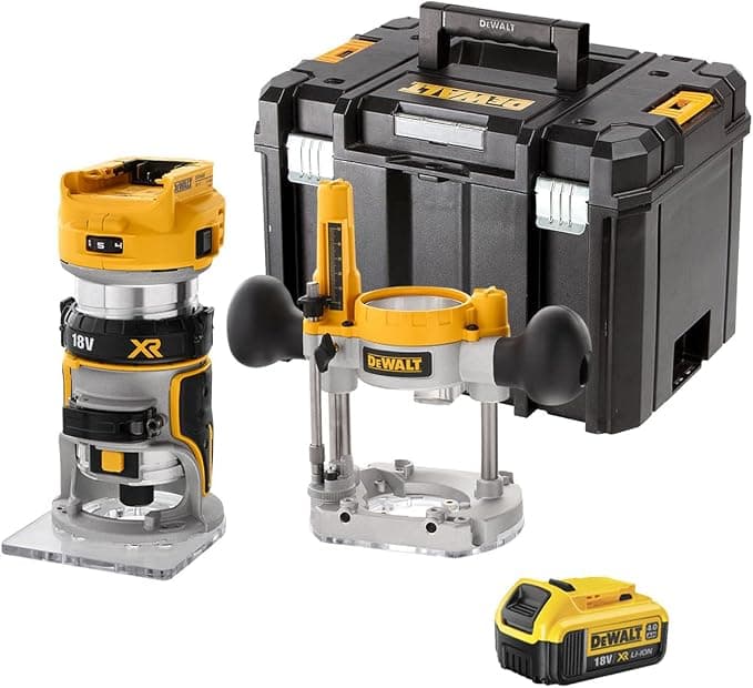 DeWalt DCW604NT 18V XR Brushless 1/4 Inch Cordless Router Trimmer Kit with 4.0Ah Battery - Image 1