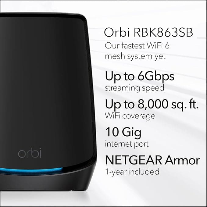 NETGEAR Orbi WiFi 6 Mesh System RBK863SB AX6000 Tri-Band Router with 2 Satellites - Image 2