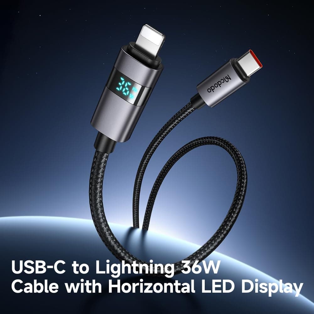 Mcdodo 36W USB-C to Lightning Cable 4ft with LED Display – Fast Charging Nylon Braided for iPhone, iPad & AirPods - Image 6