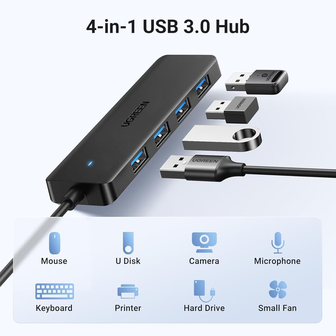 UGREEN 4-Port USB 3.0 Hub – Ultra Slim, 5Gbps High-Speed - Image 2