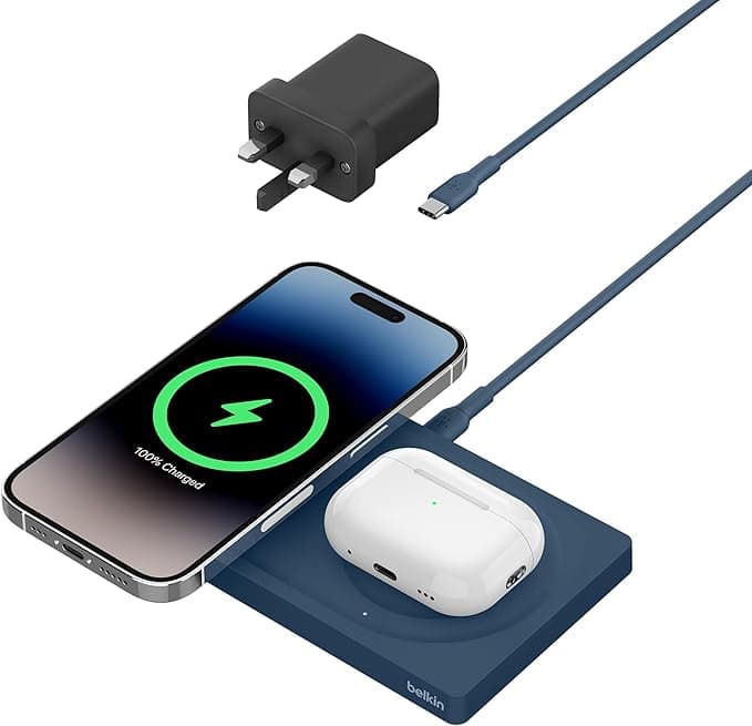 Belkin BoostCharge Pro 2-in-1 MagSafe Wireless Charging Pad 15W Blue - Image 1