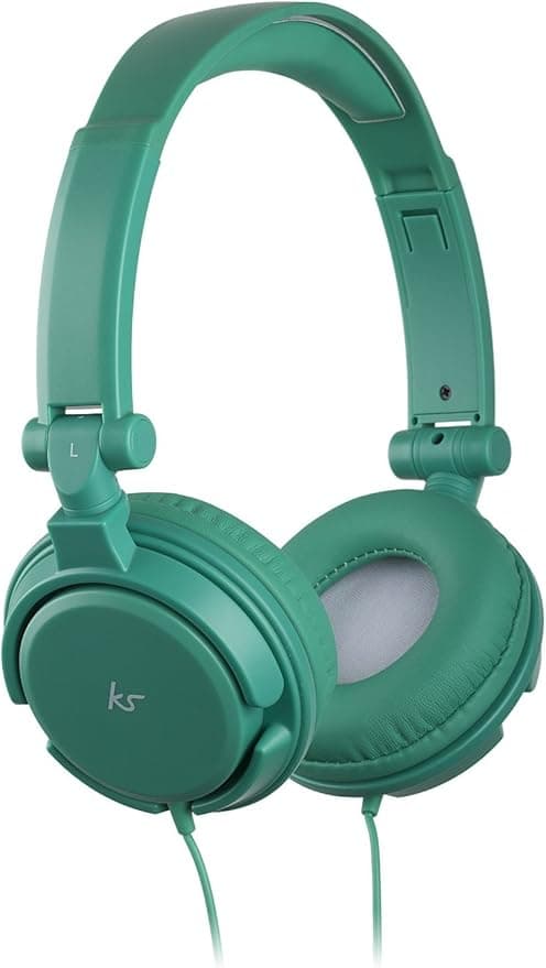 KitSound iD Audio Over-Ear Headphones with Mic, Multifunction Button, Compatible with iPhone, Android, Tablets and MP3 Devices, Green - Image 1
