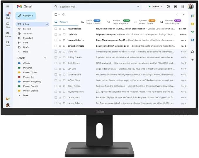 Lenovo ThinkVision E27-40 27-inch Full HD IPS Monitor VGA HDMI DisplayPort - Black - Image 1