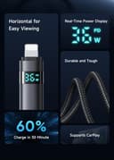 Mcdodo 36W USB-C to Lightning Cable 4ft with LED Display – Fast Charging Nylon Braided for iPhone, iPad & AirPods thumbnail 2