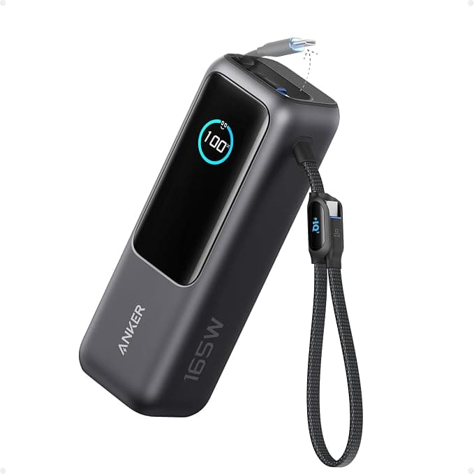 Anker 25000mAh 165W Power Bank with Built-In Retractable USB-C Cables - Black - Image 1