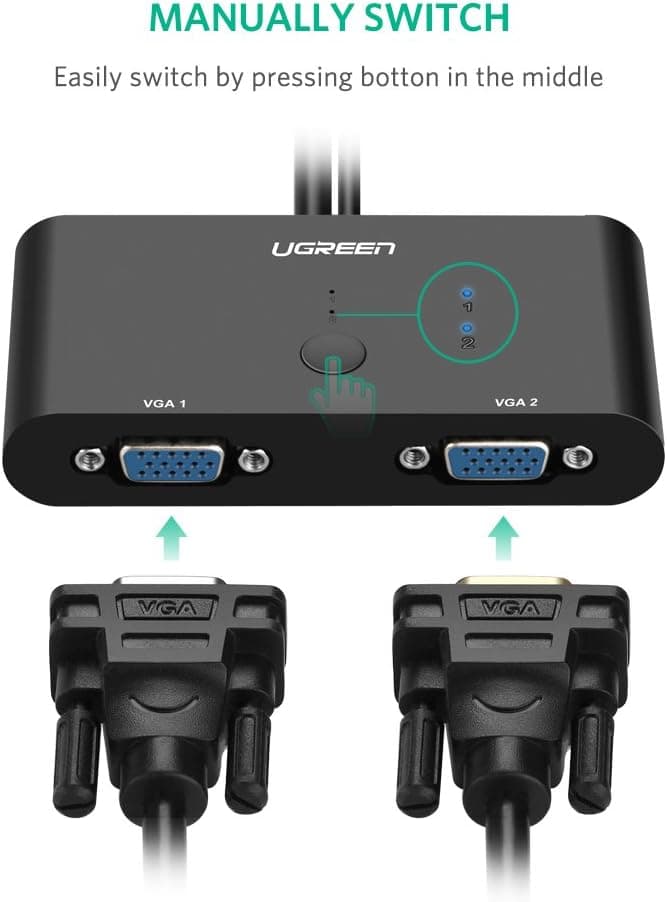 UGREEN 2-in-1 VGA Switch Box – 2 Ports, 1920x1440@60Hz - Image 7