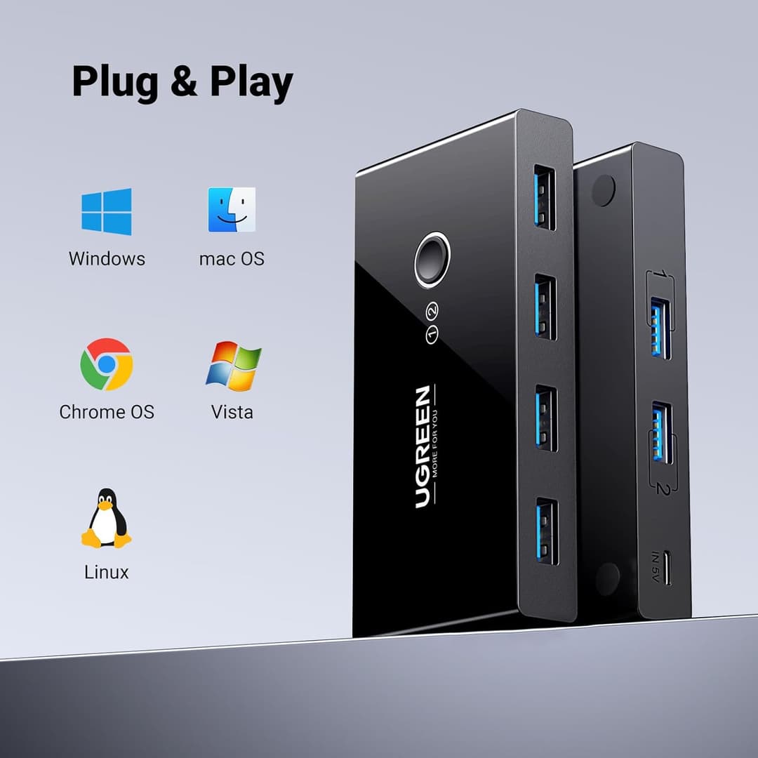 UGREEN 4-Port USB 3.0 Switch – High-Speed Peripheral Sharing for 2 Computers - Image 8