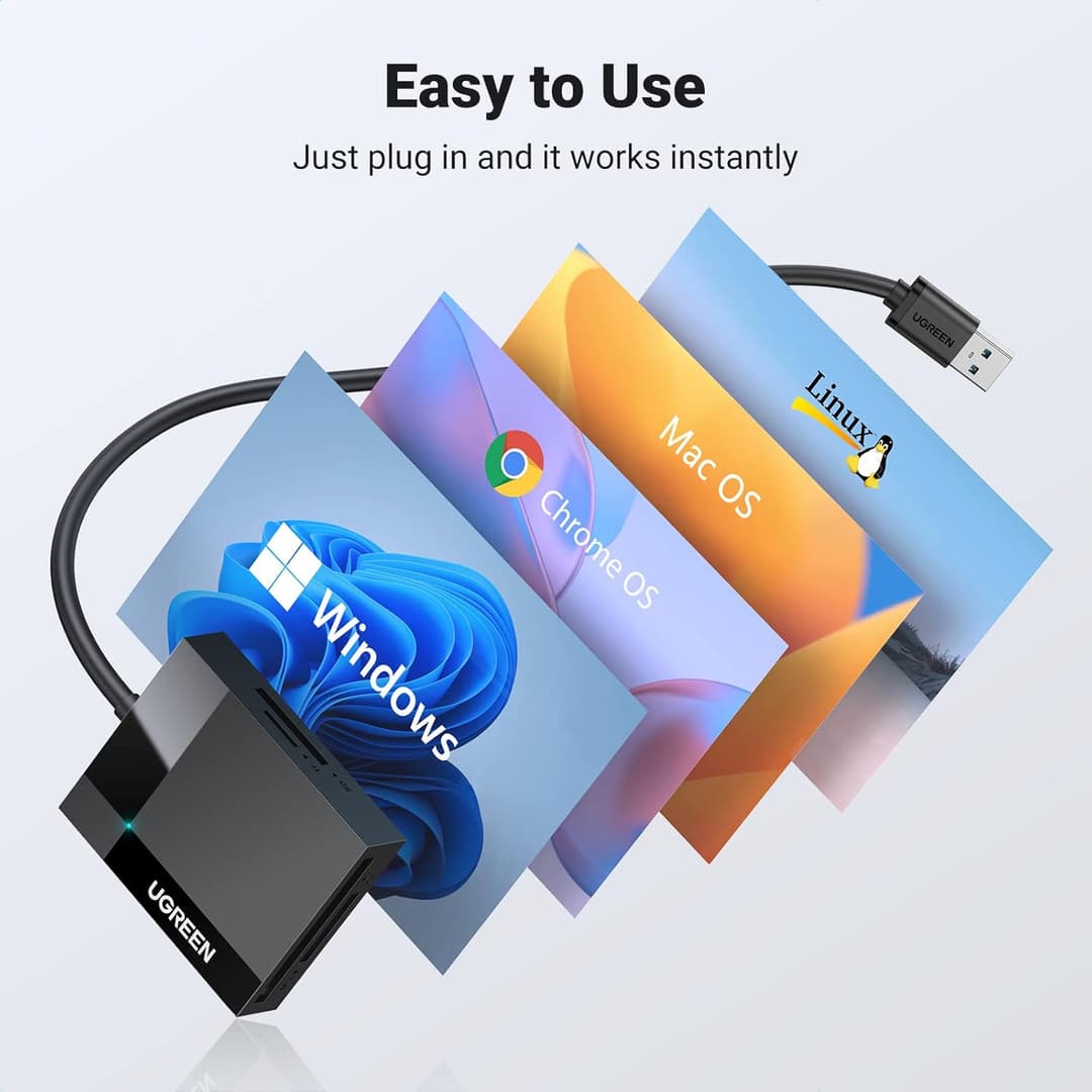 UGREEN 4-in-1 USB 3.0 Card Reader – SD, CF, Micro SD, MS, High-Speed 5Gbps - Image 6