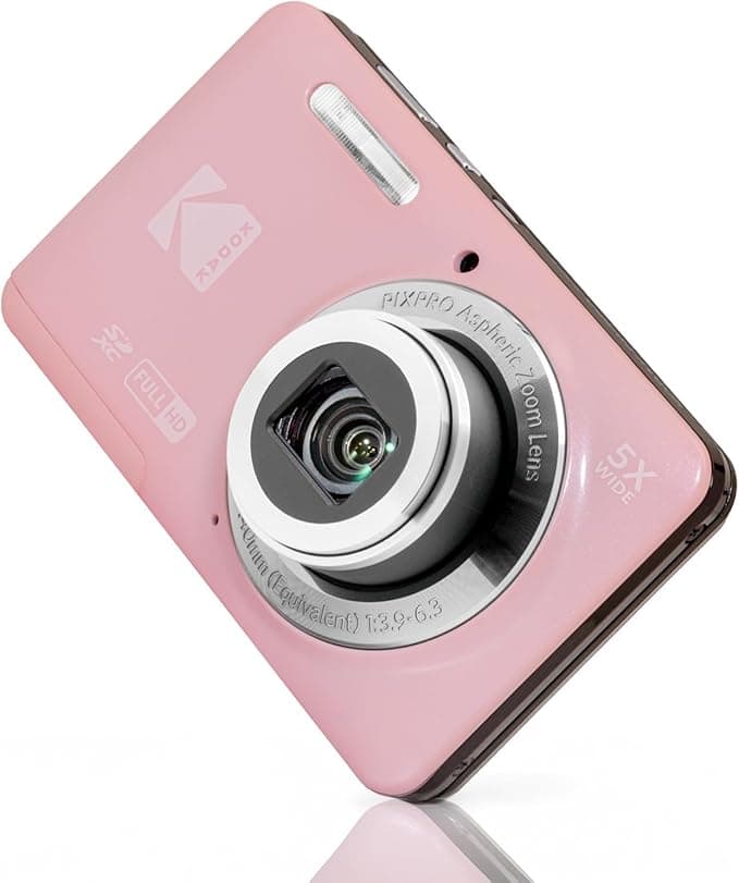 Kodak PixPro Friendly Zoom FZ55 16MP 1080p Full HD Digital Camera with 5X Optical Zoom Vlogging Camera - Pastel Pink