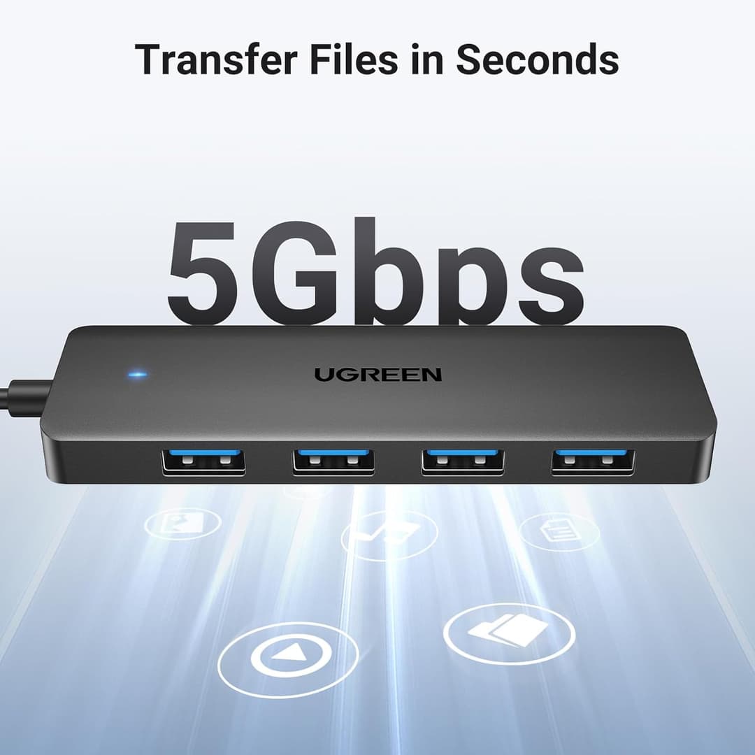 UGREEN 4-Port USB 3.0 Hub – Ultra Slim, 5Gbps High-Speed - Image 3