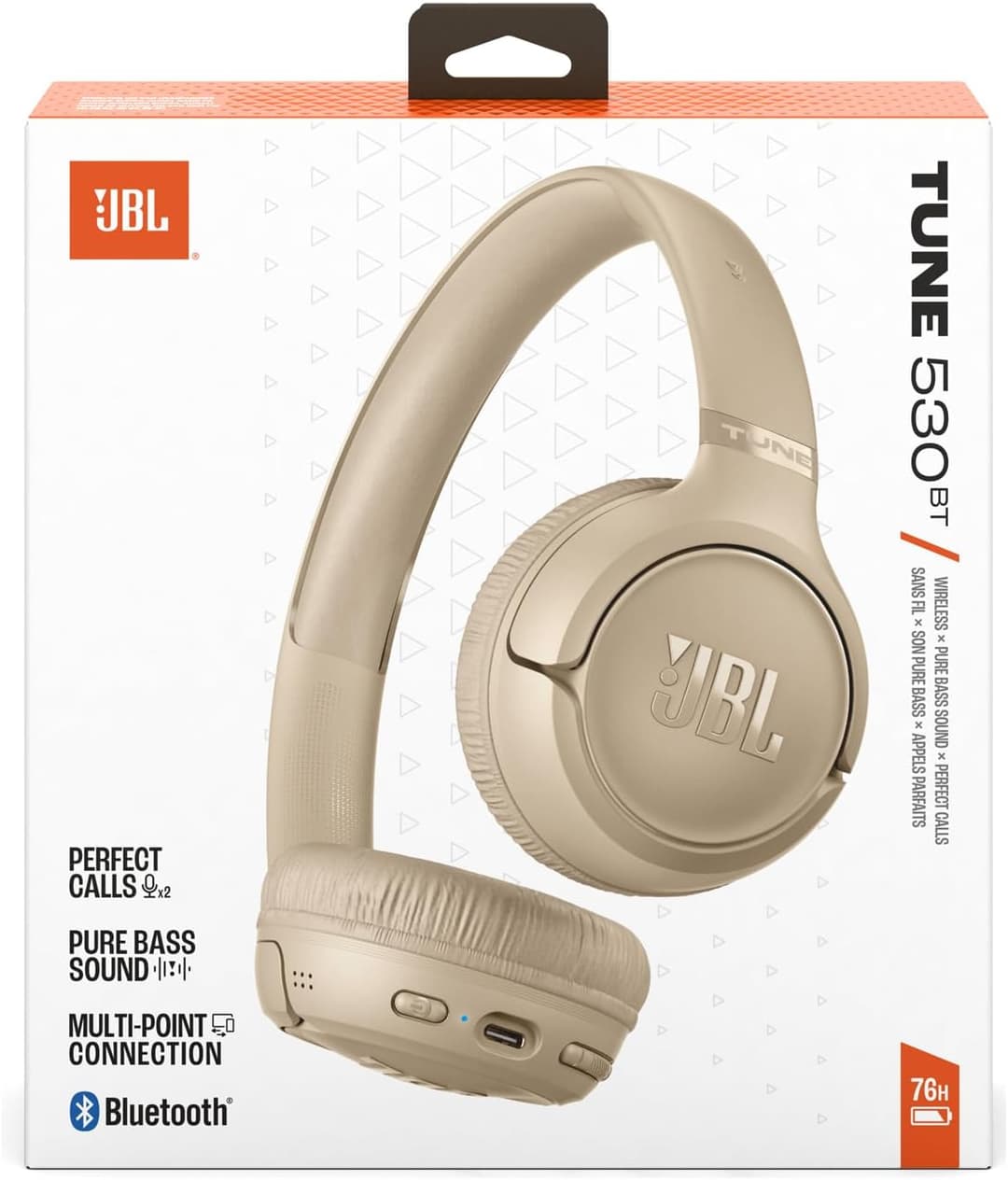 JBL Tune 530 BT Wireless On-Ear Headphones – 76H Battery, Pure Bass, Beige - Image 10