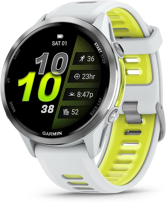 Garmin Forerunner 970 Premium GPS Running and Triathlon Smartwatch Titanium Whitestone Amp Yellow Band - Image 1