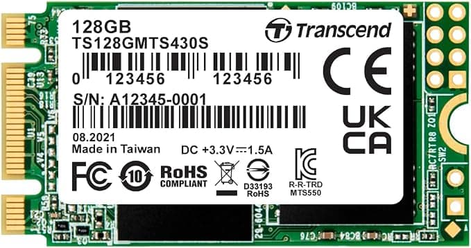 Transcend MTS430S 128GB M.2 2242 SATA III SSD TS128GMTS430S - Image 1
