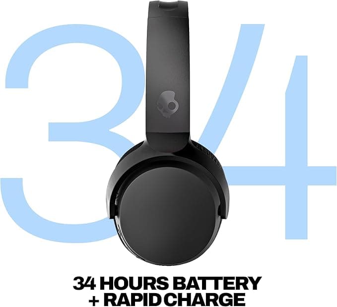 Skullcandy Riff Wireless 2 Bluetooth On-Ear Headphones, 34H Battery, Foldable, Black - Image 2