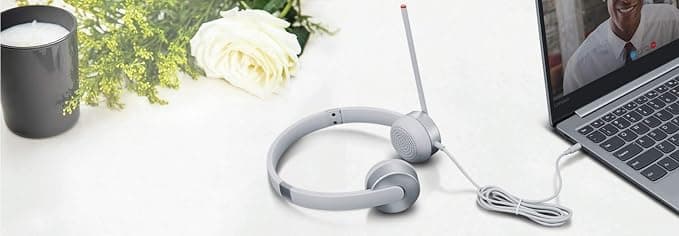 Lenovo 100 Stereo Analog Headset 3.5mm Cloud Grey with Boom Microphone - Image 2