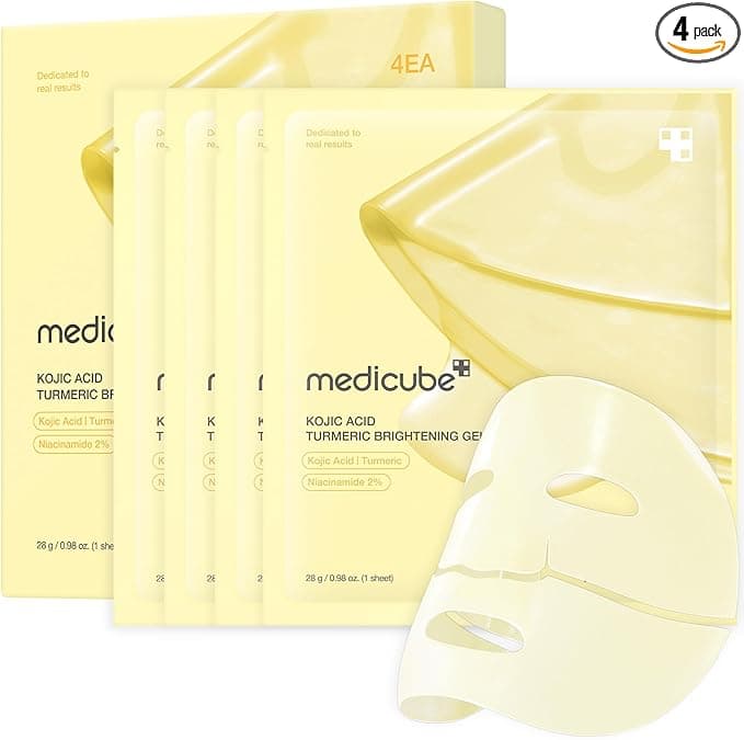 Medicube Kojic Acid Turmeric Brightening Gold Jelly Gel Mask 4 Pack Overnight Korean Face Mask for Glow & Hydration - Image 1