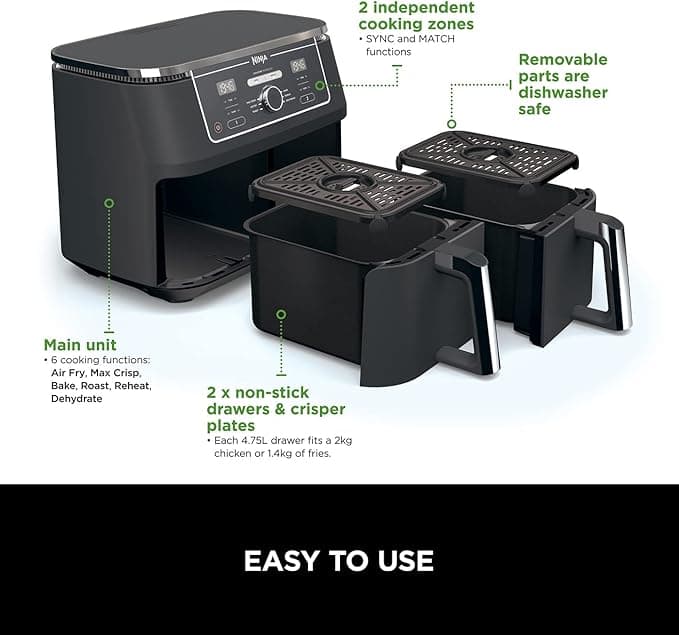 Ninja Foodi AF400UK MAX Dual Zone Air Fryer Black - Image 2
