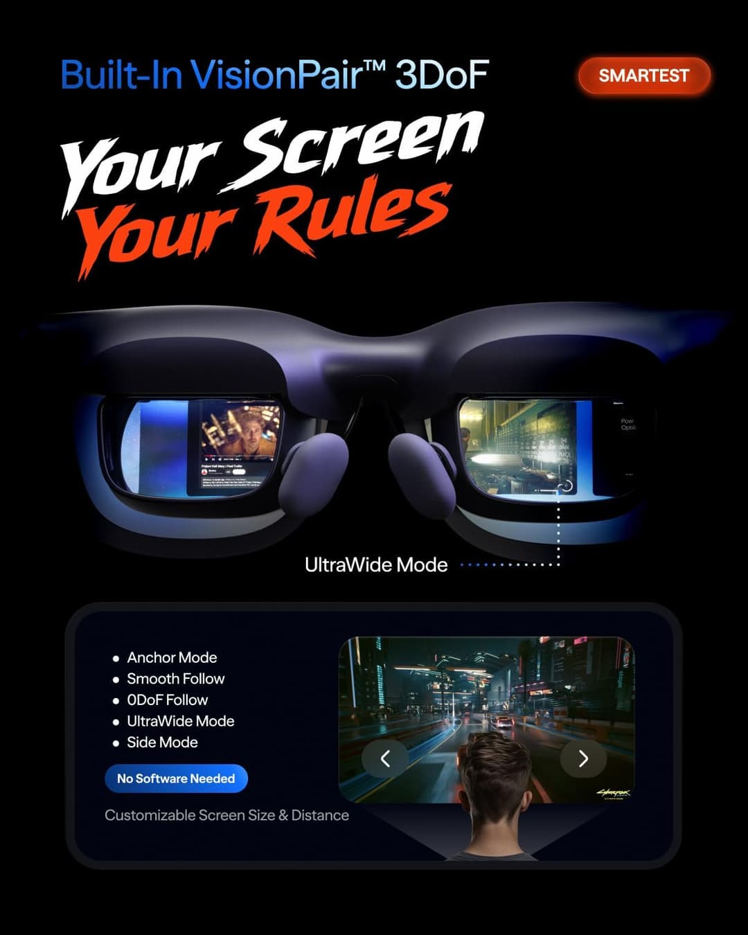 VITURE Beast XR Glasses Regular 1200p 120Hz 3DoF - Jet Black - Image 3