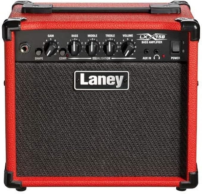 Laney LX15B Bass Amp 15W Portable Practice Guitar Amplifier - Red
