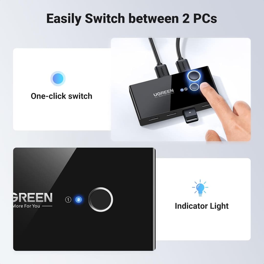 UGREEN 4-Port USB 3.0 Switch – High-Speed Peripheral Sharing for 2 Computers - Image 7