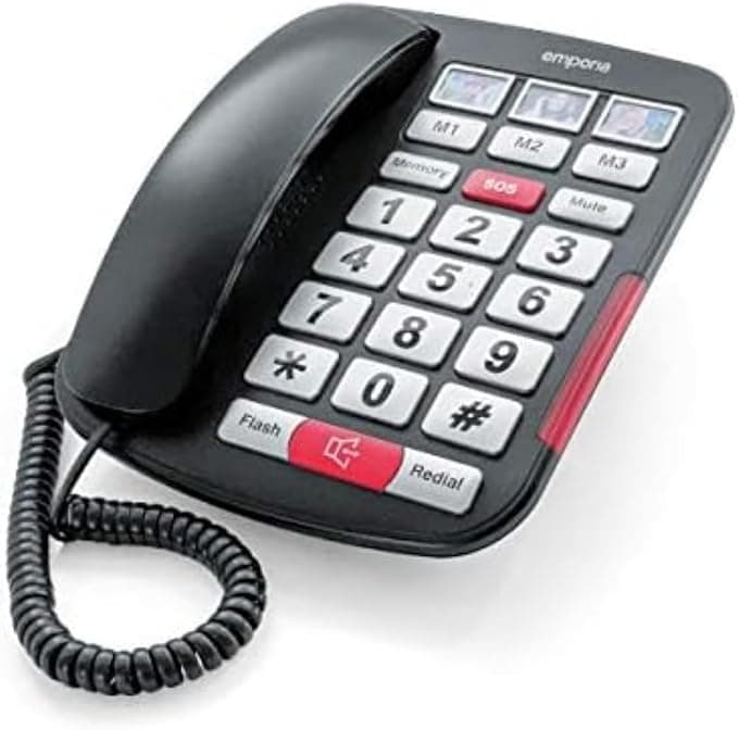 Emporia AMPLi40 Big Button Amplified Corded Home Phone Black Silver - Image 1