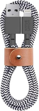 Native Union Belt Lightning to USB Cable 1.2m Durable Charging & Sync Cable with Leather Strap, Zebra thumbnail 1