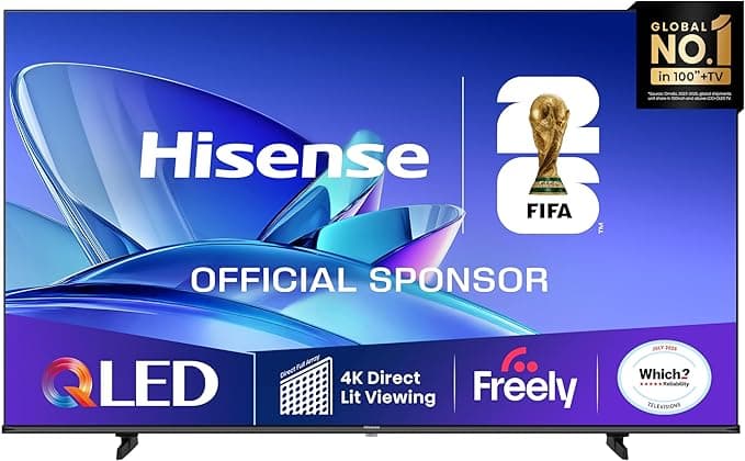 Hisense 50 Inch 50E78QTUK QLED Smart AI TV 4K UHD with Freely - Black - Image 1