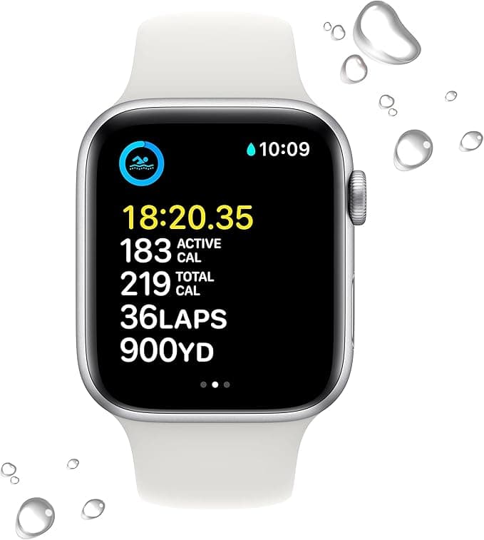 Apple Watch SE 2nd Gen Smartwatch 44mm Silver Aluminium White Sport Band - Image 2