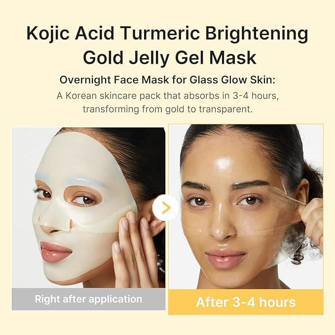 Medicube Kojic Acid Turmeric Brightening Gold Jelly Gel Mask 4 Pack Overnight Korean Face Mask for Glow & Hydration - Image 2
