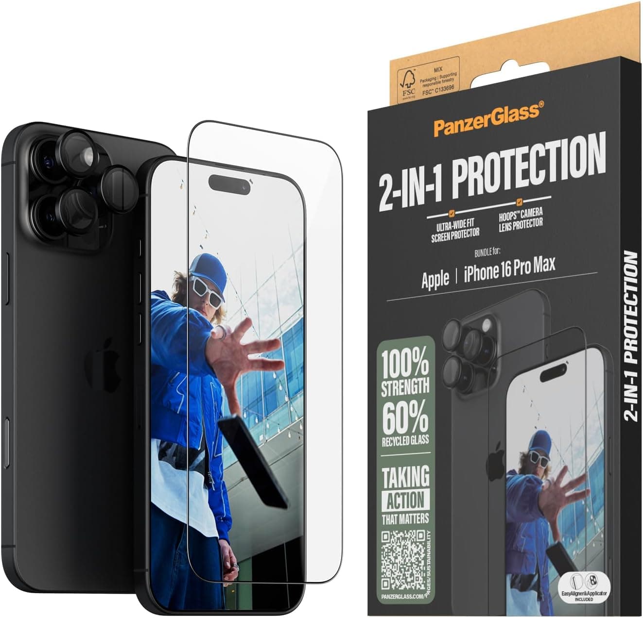 PanzerGlass 2-in-1 Protection Pack iPhone 16 Pro Max Black
