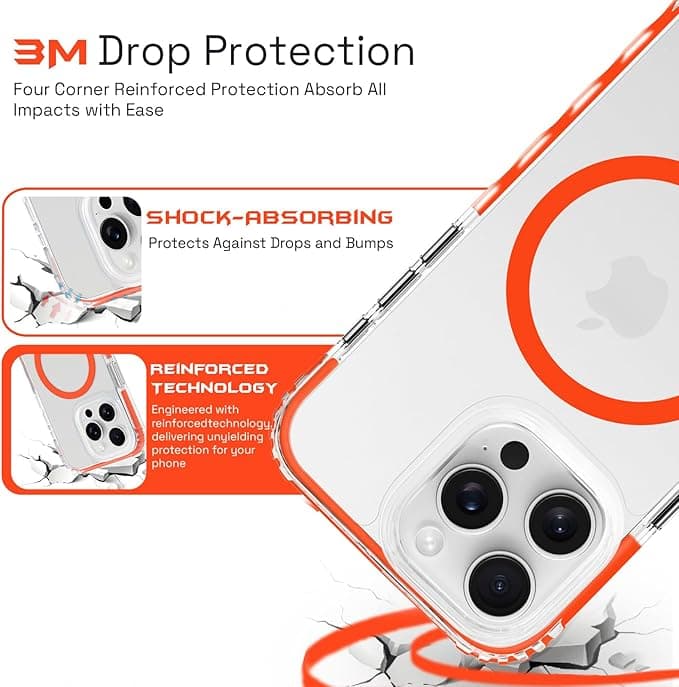 OX Grip Case for iPhone 15 Pro Max - Shockproof Military Grade Drop Protection Anti Scratch Cover Screen & Raised Camera Frame - Compatible with MagSafe - Robin Red - Image 3