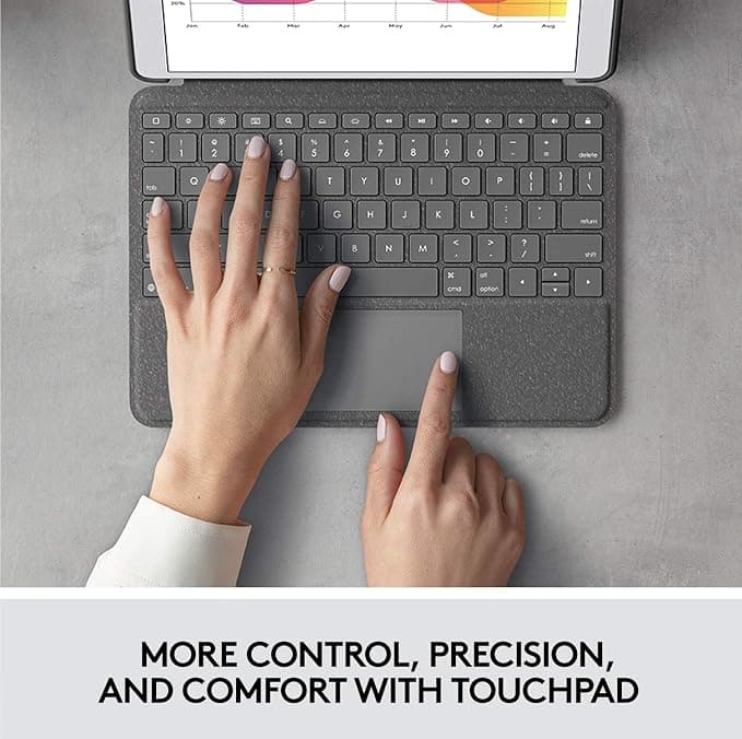 Logitech Combo Touch Keyboard Case with Trackpad for iPad 7th 8th and 9th Gen - Black - Image 2