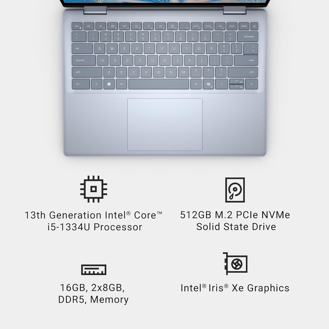 Dell Inspiron 14, 2 in 1 Laptop i5 16GB 512GB 14" Touch Windows 11 - Ice Blue - Image 7