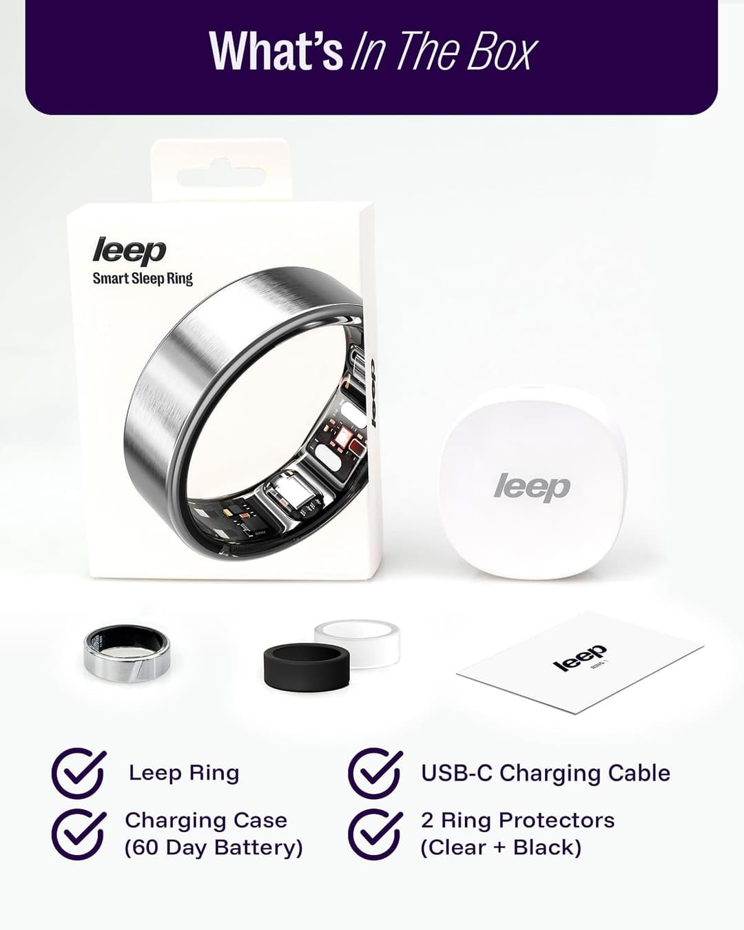 LEEP Smart Ring Size 7, IP68 Waterproof Health & Fitness Tracker with Heart Rate & Sleep Monitoring - Image 6