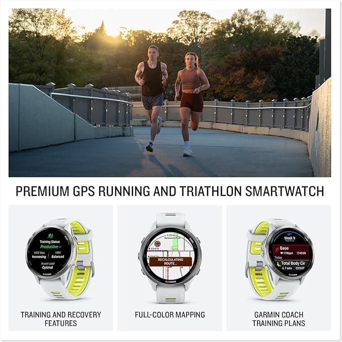 Garmin Forerunner 970 Premium GPS Running and Triathlon Smartwatch Titanium Whitestone Amp Yellow Band - Image 3