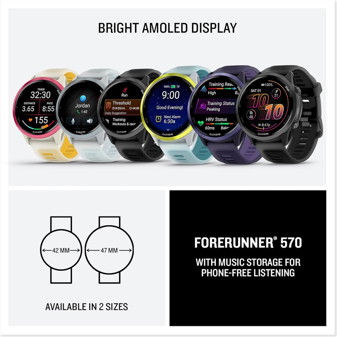 Garmin Forerunner 570 47mm Smartwatch Whitestone Turquoise - Image 8