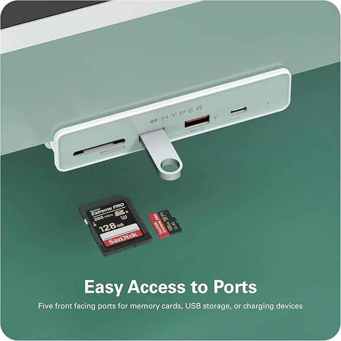 HyperDrive 6-in-1 USB-C Hub for iMac 24-Inch vbkCDD36 4K60Hz HDMI, USB-C 10Gbps, 2x USB-A 10Gbps, SD & MicroSD UHS-I – White - Image 2