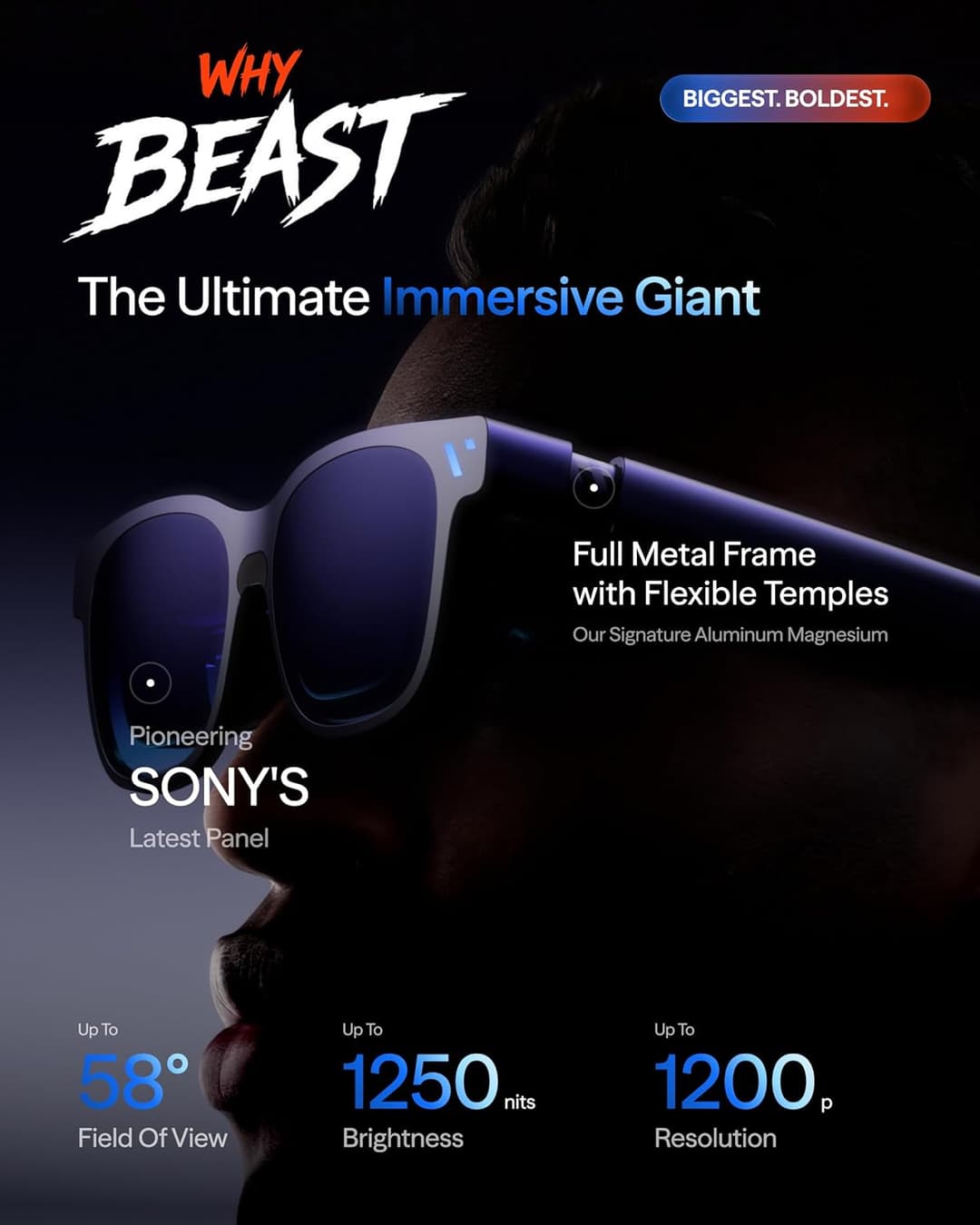 VITURE Beast XR Glasses Regular 1200p 120Hz 3DoF - Jet Black - Image 4
