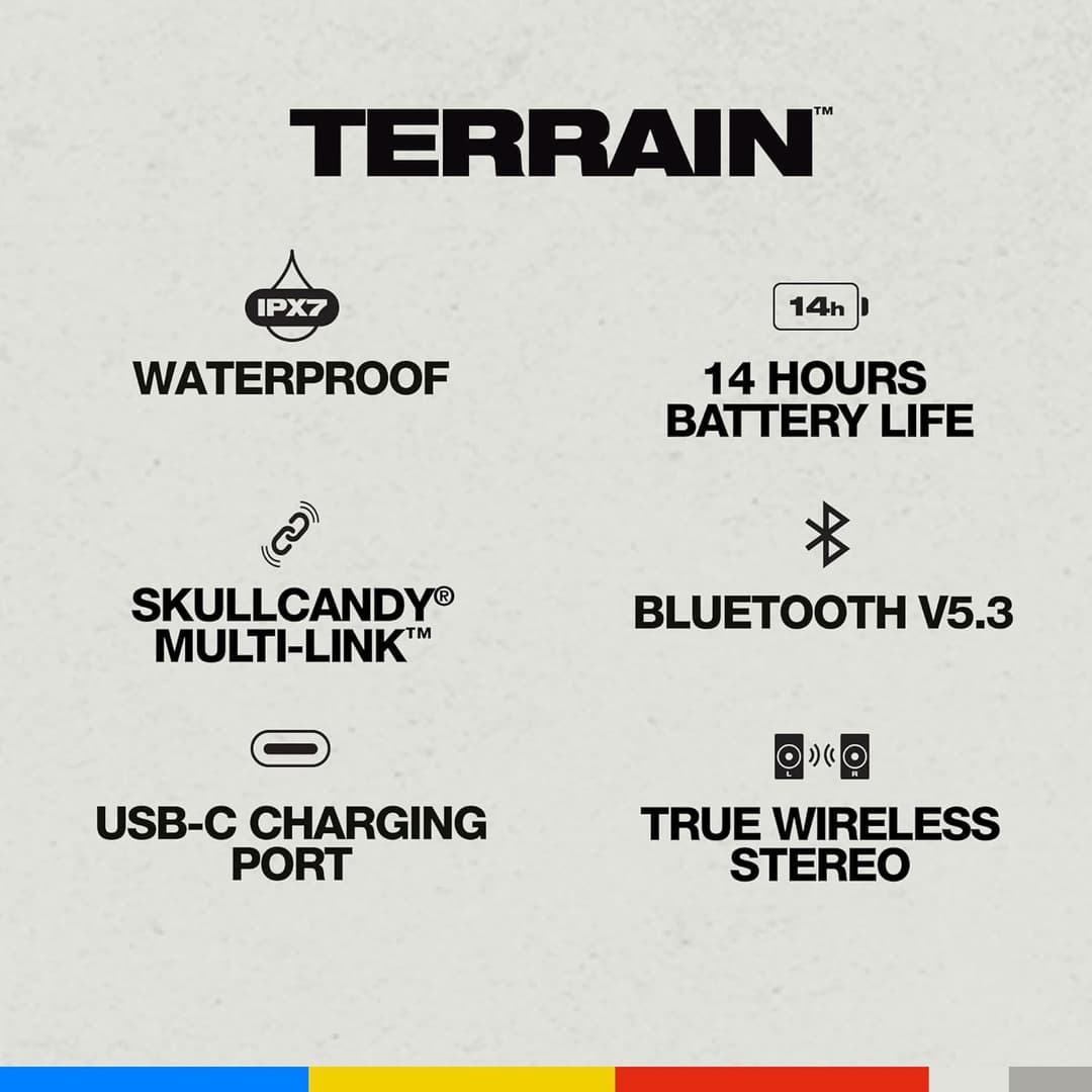 Skullcandy Terrain Portable Bluetooth Speaker – IPX7 Waterproof, 14H Battery, Black - Image 3