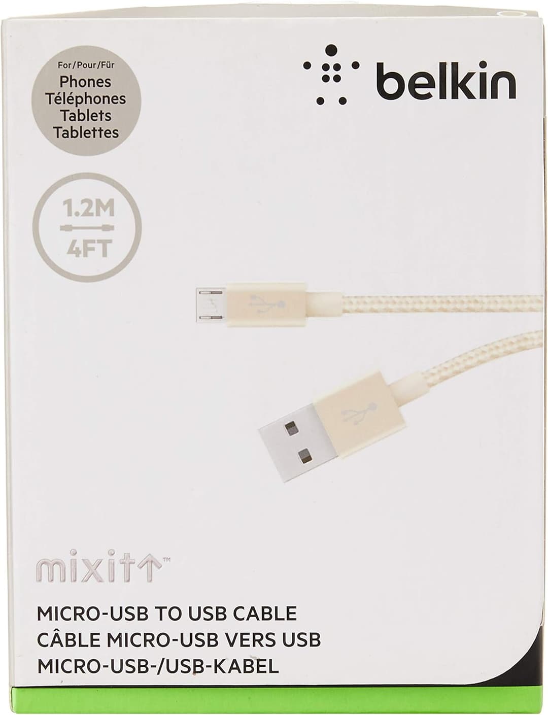 Belkin MIXT Micro USB to USB Cable 1.2m Braided - Gold  - Image 2