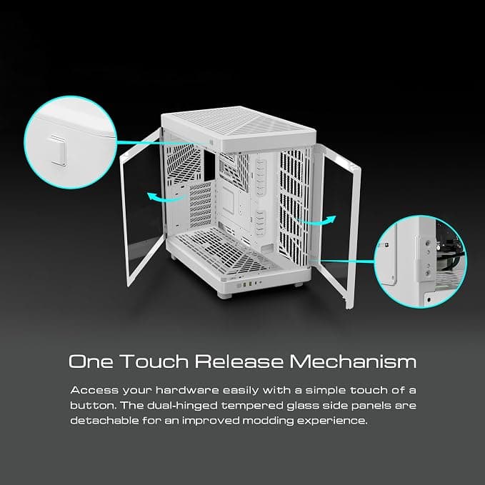 GAMDIAS NESO P1 Dual Chamber EATX Full Tower Gaming PC Case - White - Image 3