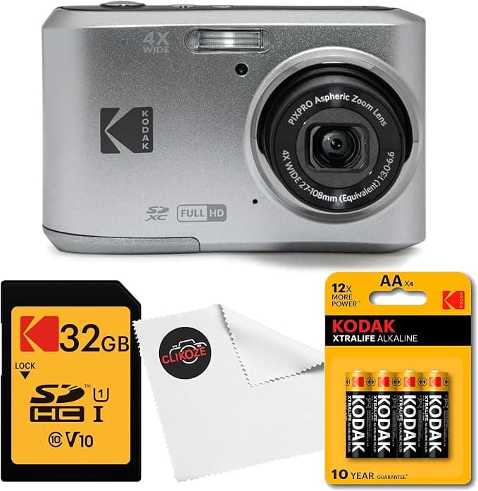 Kodak PIXPRO FZ45 Digital Camera 16MP 4x Optical Zoom 27mm Wide Angle Lens 2.7 Inch LCD 32GB SD Card - Silver - Image 1