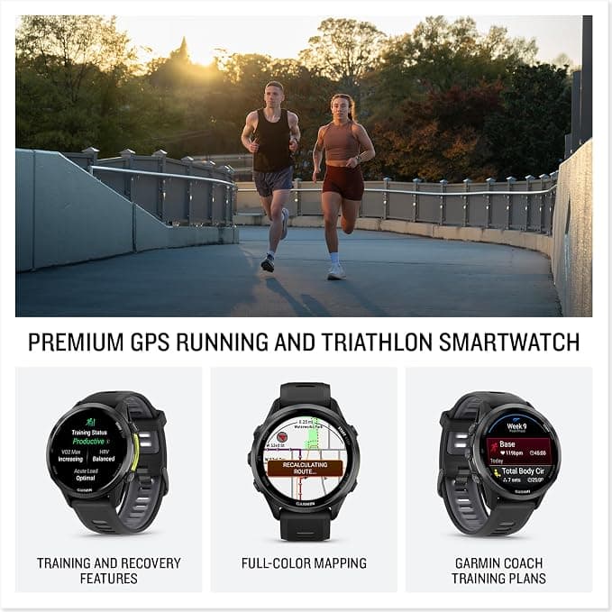 Garmin Forerunner 970 GPS Running Triathlon Smartwatch 47mm 1.4 Inch AMOLED 32GB Sapphire Lens LED Flashlight - Black - Image 3