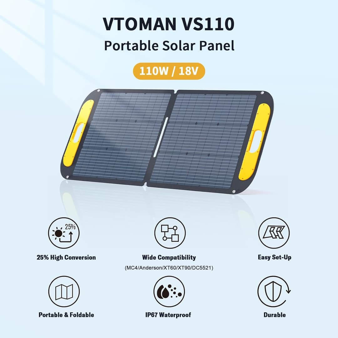 VTOMAN VS110 110W Portable Foldable Solar Panel - Black - Image 8