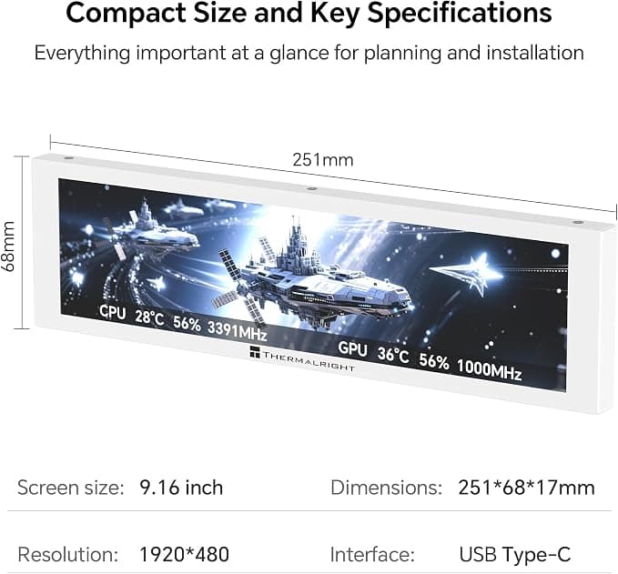 Thermalright Trofeo Vision LCD AIO Display 9.16" USB-C Black - Image 6