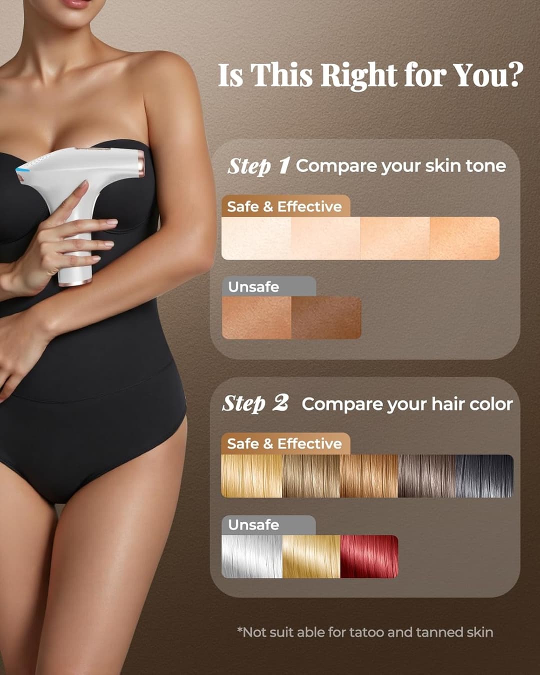 Haarlosy IPL Laser Hair Removal Device 3-in-1, 9 Levels, 999,900 Flashes, Auto Mode - White Gold - Image 5