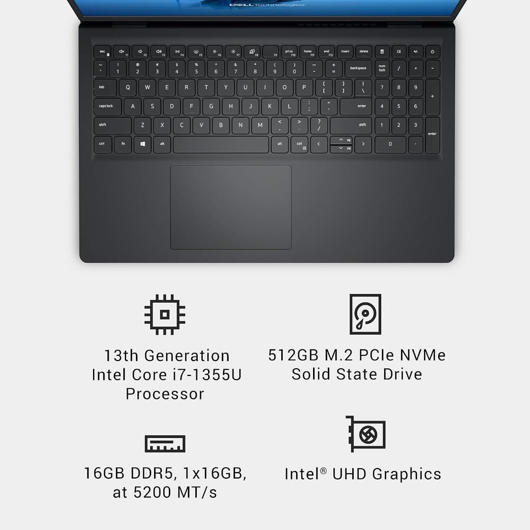 Dell 15 DC15250 15.6 Inch FHD 120Hz Laptop Intel Core i7 16GB 512GB SSD - Carbon Black - Image 9