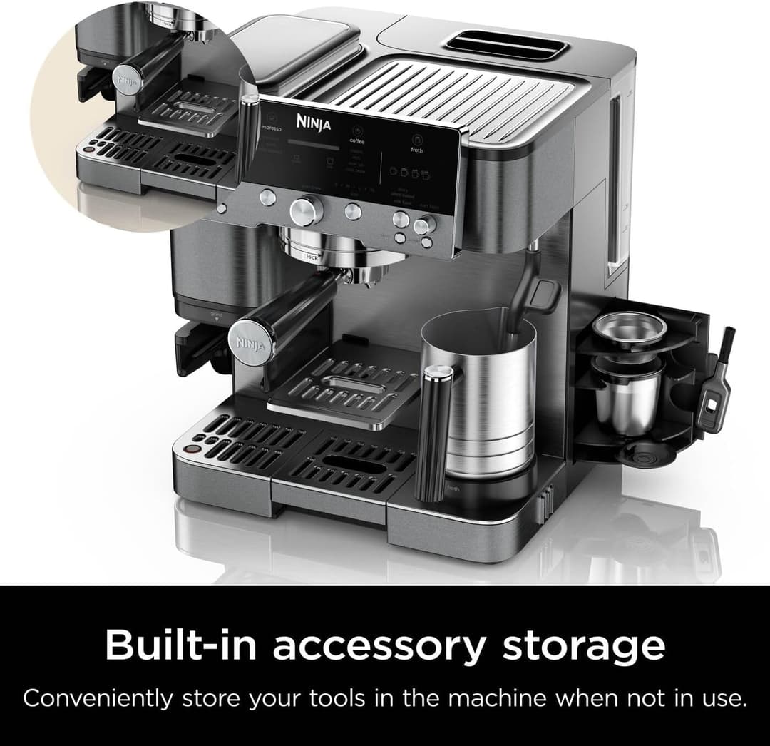 Ninja Luxe Premier 3-in-1 Coffee Machine with Built-In Grinder & Milk Frother Gun Metal ES601UKGM - Image 3